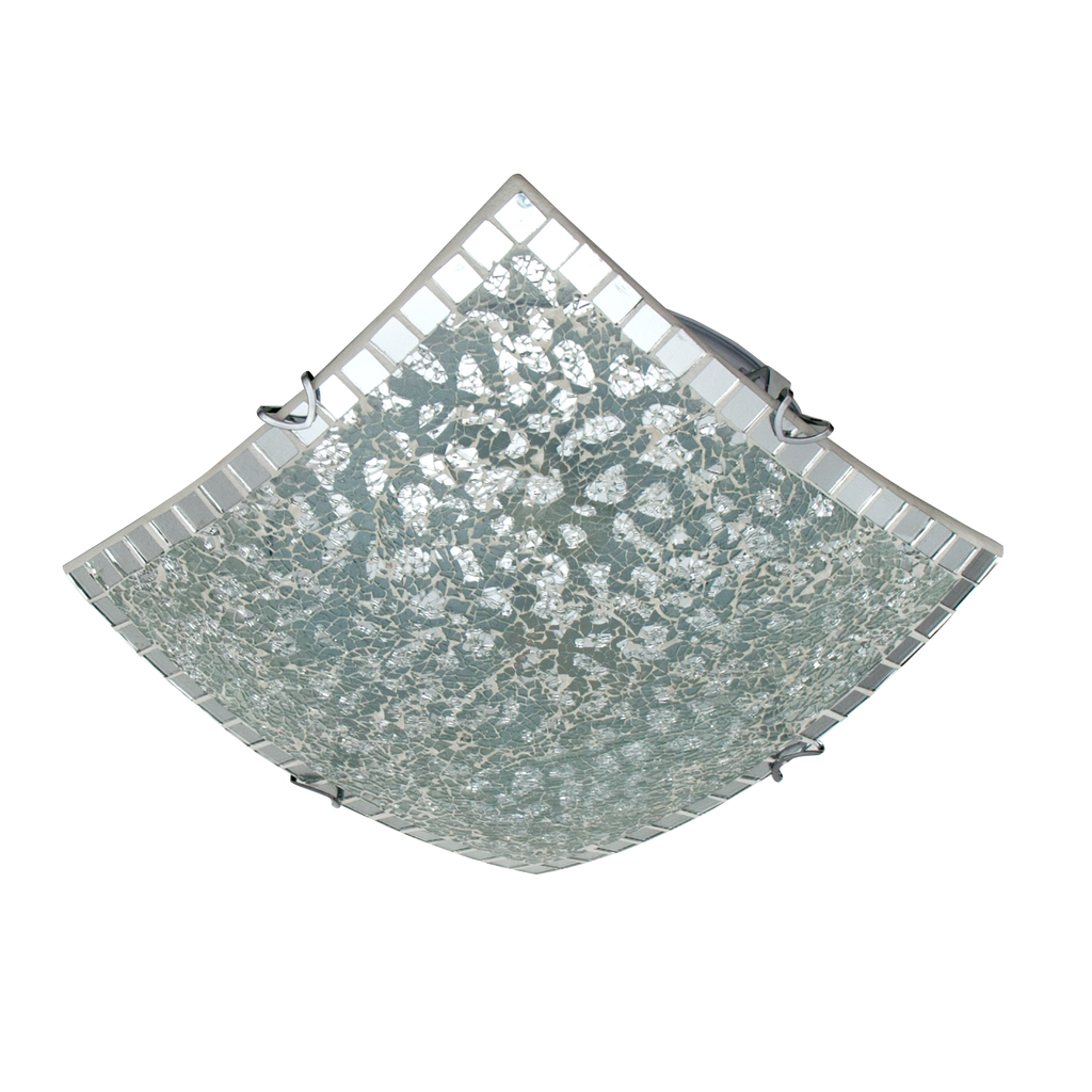 Plafón cuadrado Tenor Cromo Mosaico de Fabrilamp, vista frontal.
