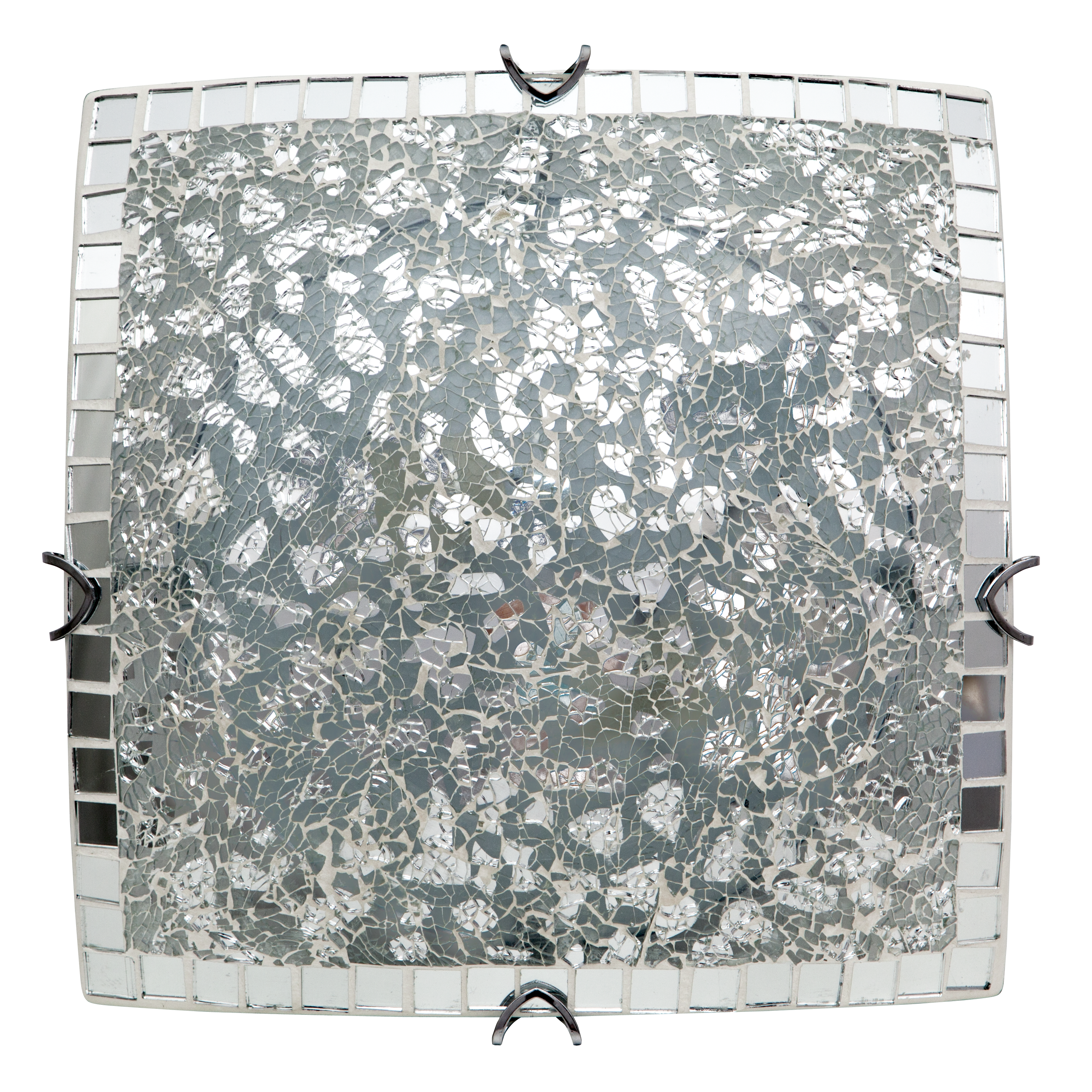 Plafón cuadrado Tenor Cromo Mosaico de Fabrilamp, vista frontal.