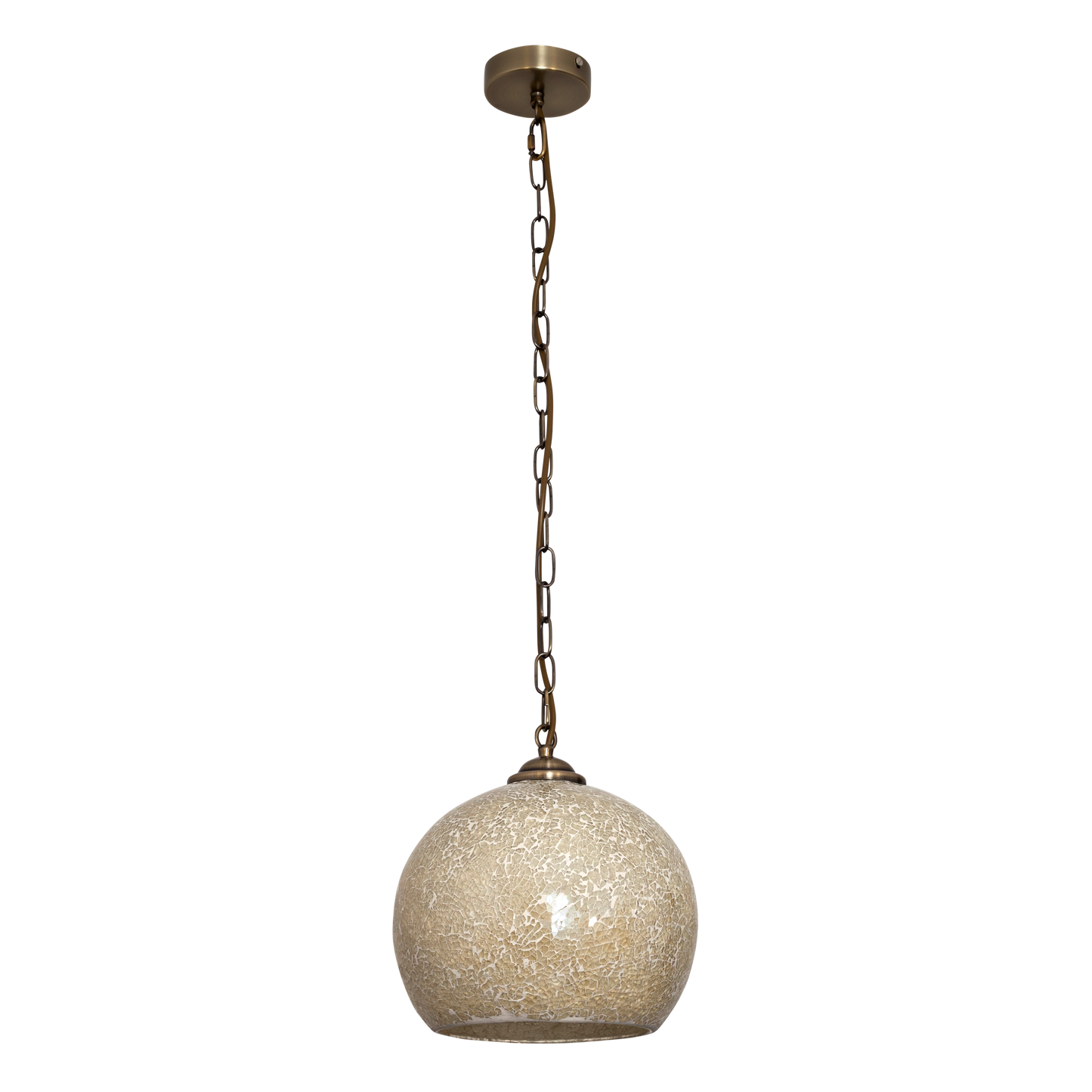 Colgante Tenor fabricado en metal color cuero y cristal ámbar, lámpara de techo con mosaicos decorativos