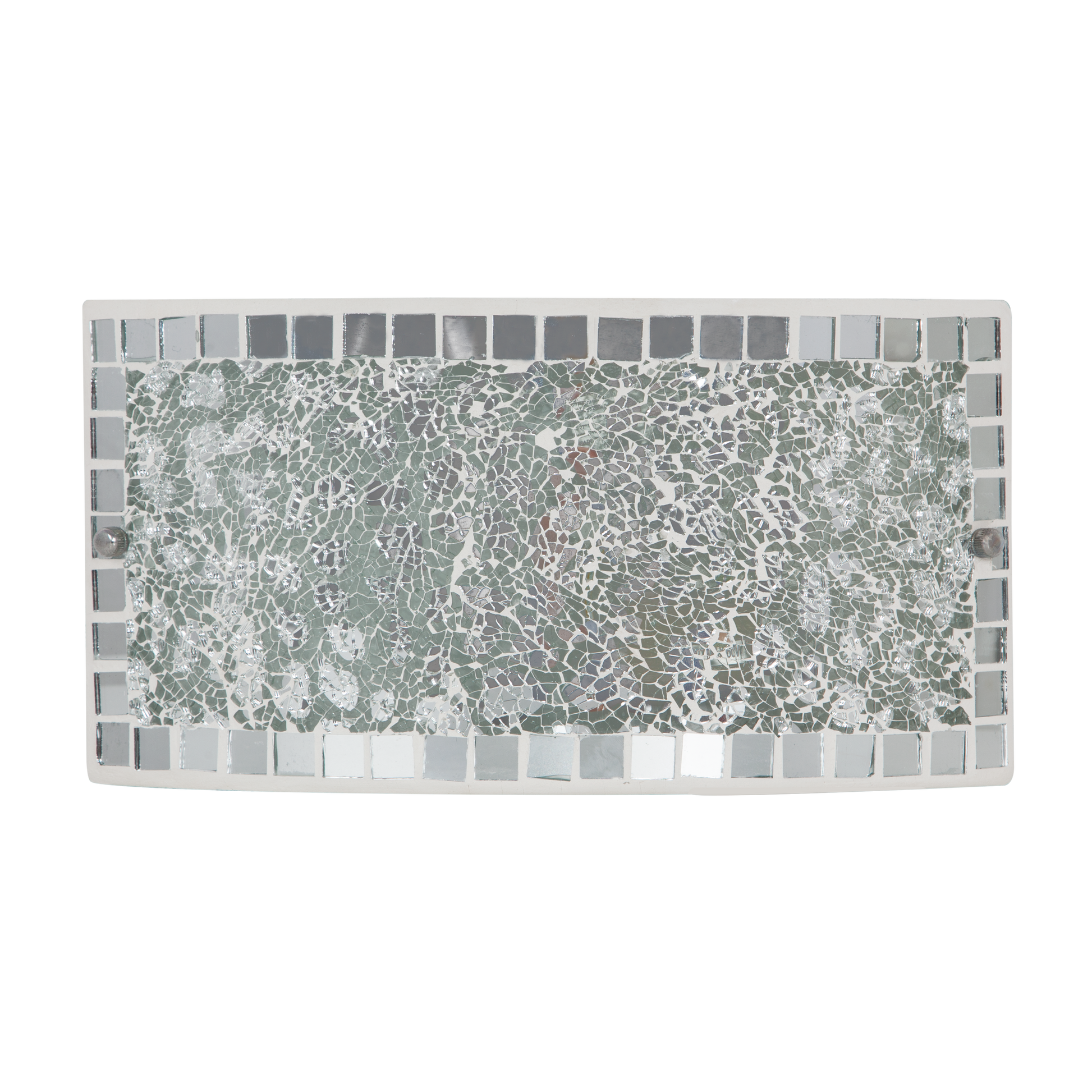 Aplique Tenor fabricado en Metal color Cromo, con mosaico decorativo