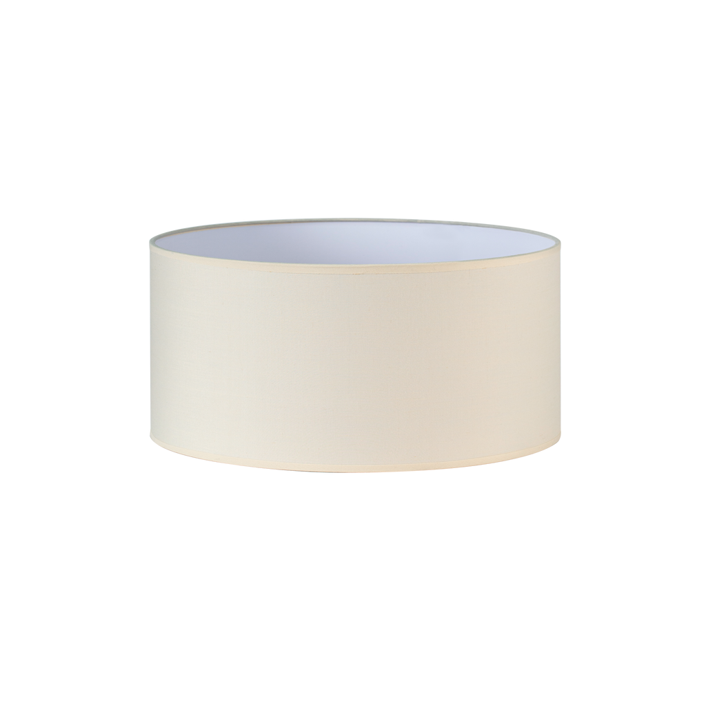 Pantalla cilíndrica Dori E27 beige de Fabrilamp, vista frontal, tejido popelin.