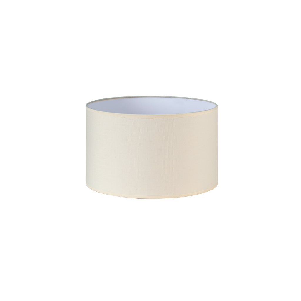 Pantalla cilíndrica Dori E27 beige de Fabrilamp, hecha de tejido popelín, ideal para iluminar tu hogar con estilo.