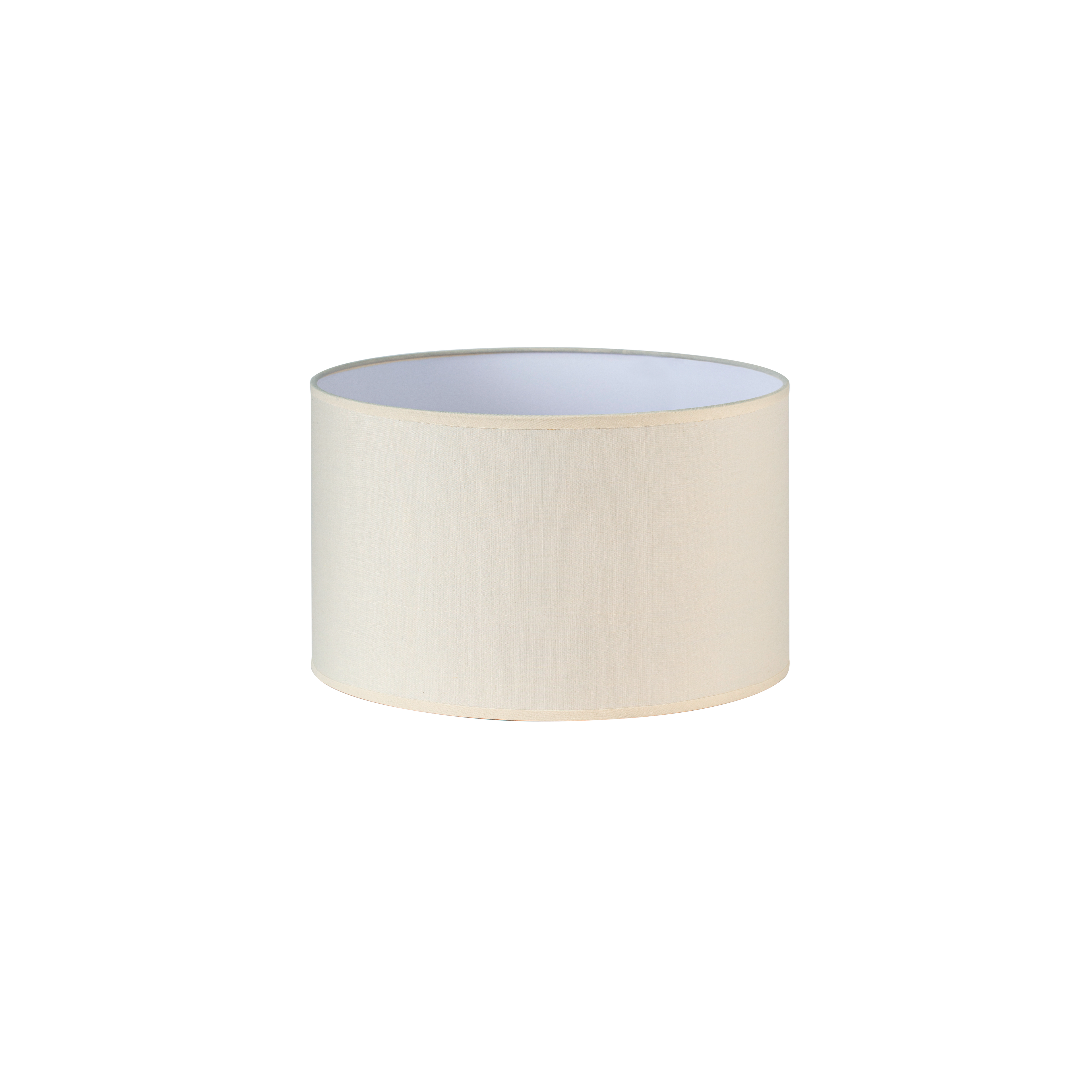 Pantalla cilíndrica Dori E27 beige de Fabrilamp, hecha de tejido popelín, ideal para iluminar tu hogar con estilo.