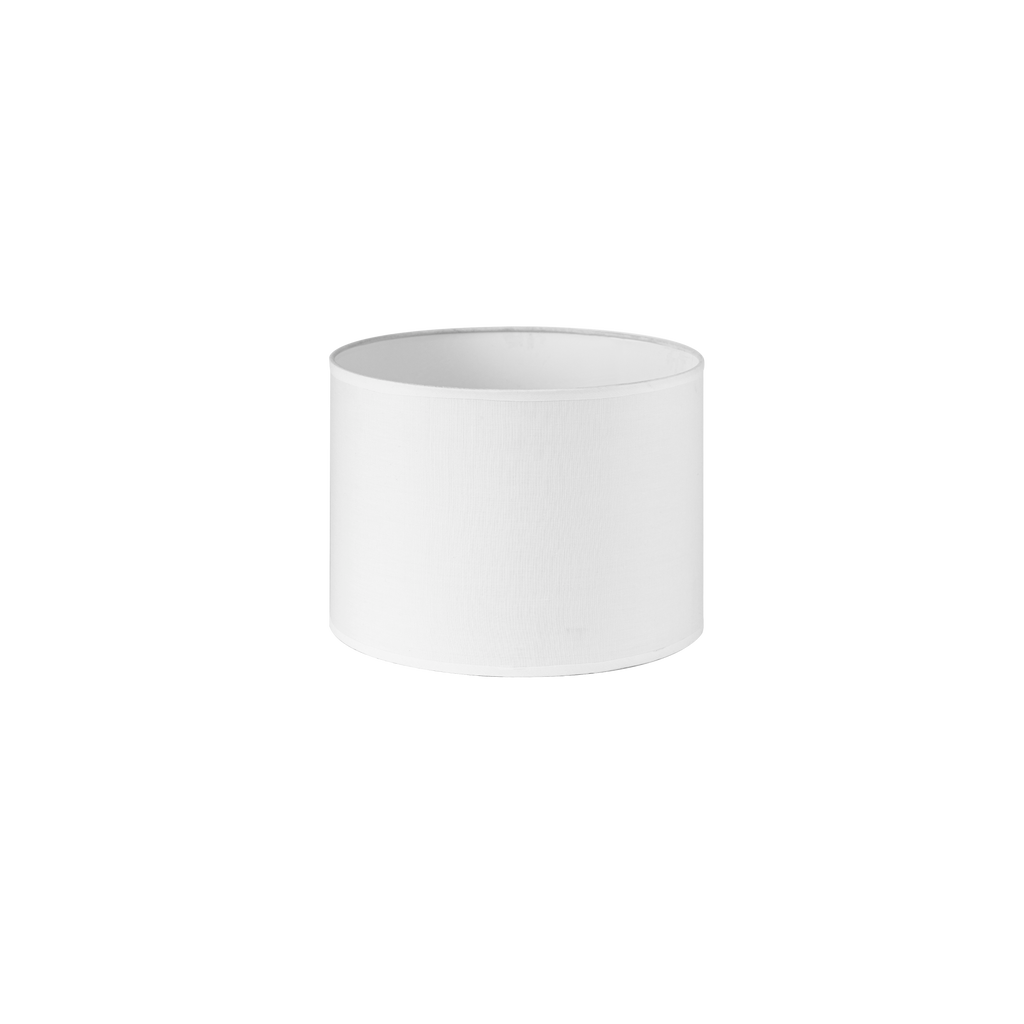 Pantalla cilíndrica Dori E27 blanca de Fabrilamp, 25x25x20 cm, tejido popelín. Iluminación elegante para tu hogar.