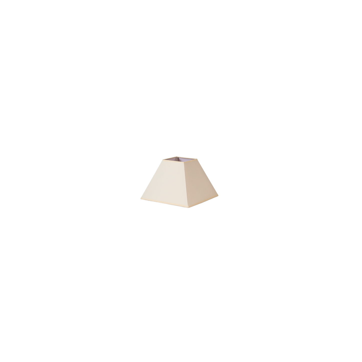 Pantalla piramidal beige con pinza, dimensiones compactas: 12x7x10 cm, perfecta para espacios reducidos
