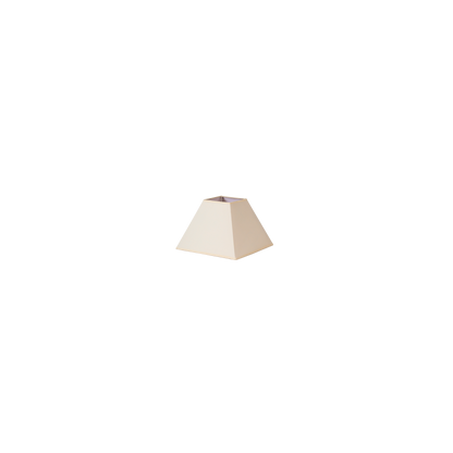 Pantalla piramidal beige con pinza, dimensiones compactas: 12x7x10 cm, perfecta para espacios reducidos