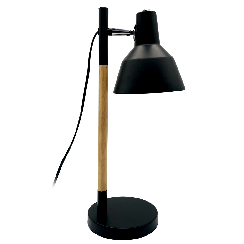 Flexo Basil Negro/Haya de Fabrilamp, vista frontal, luzguru.com