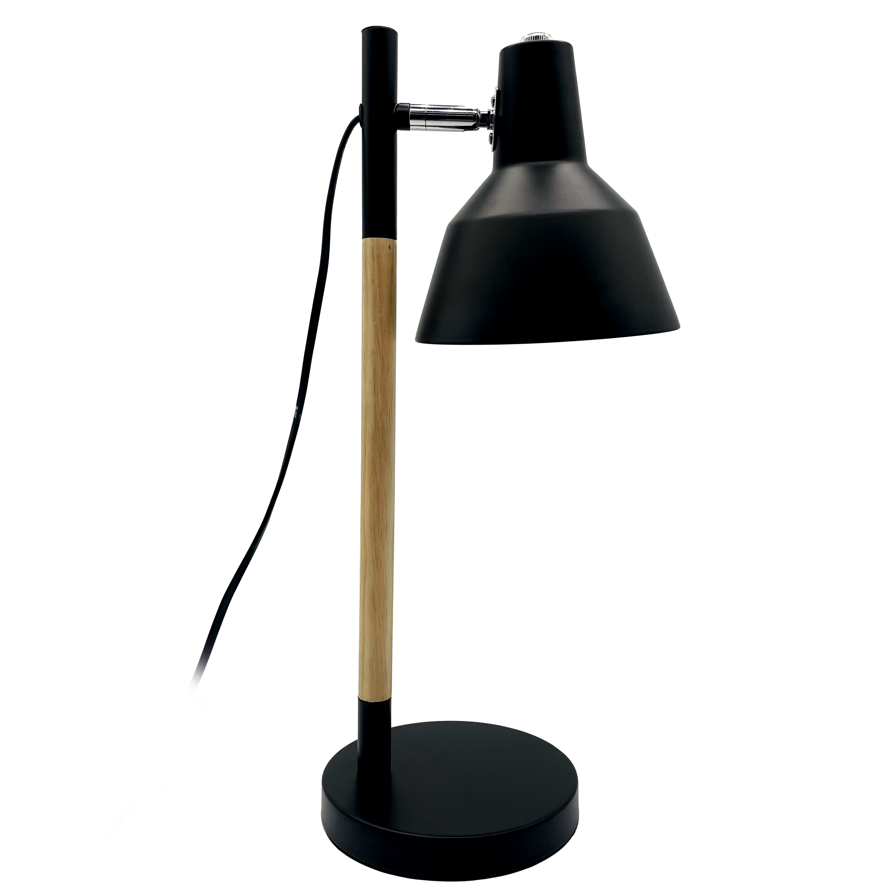 Flexo Basil Negro/Haya de Fabrilamp, vista frontal, luzguru.com