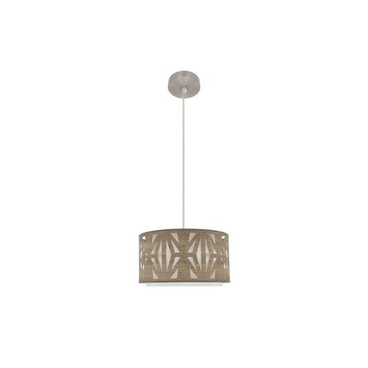 Colgante Katerina fabricado en metal color níquel y textil madera gris, ideal para salón