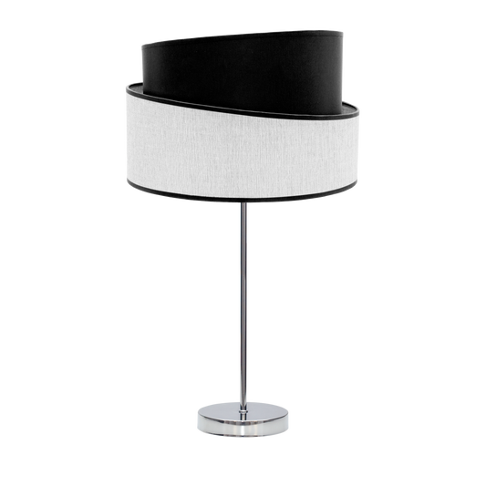 Lámpara Hara fabricada en Metal color Cromo con pantalla Textil Bicolor