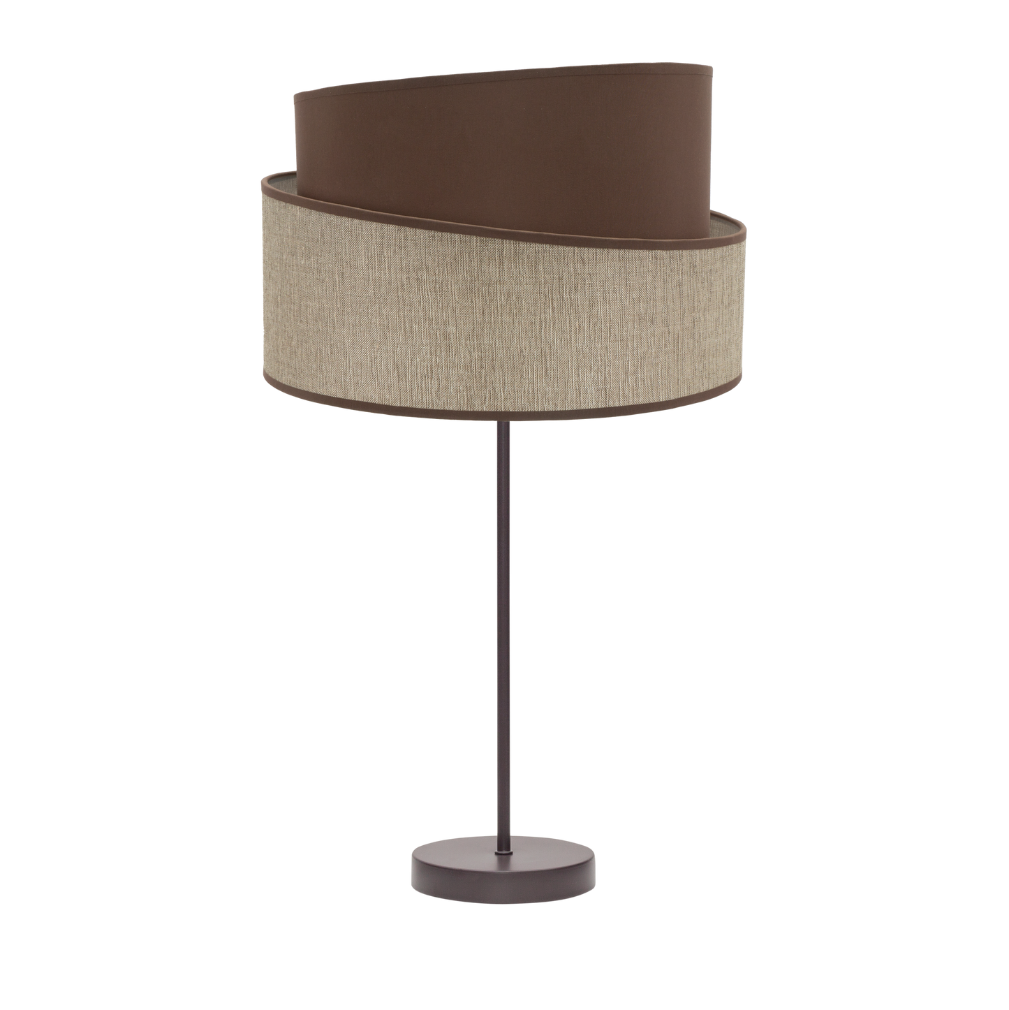 Lámpara Hara fabricada en metal y textil color marrón, ideal para luz ambiental