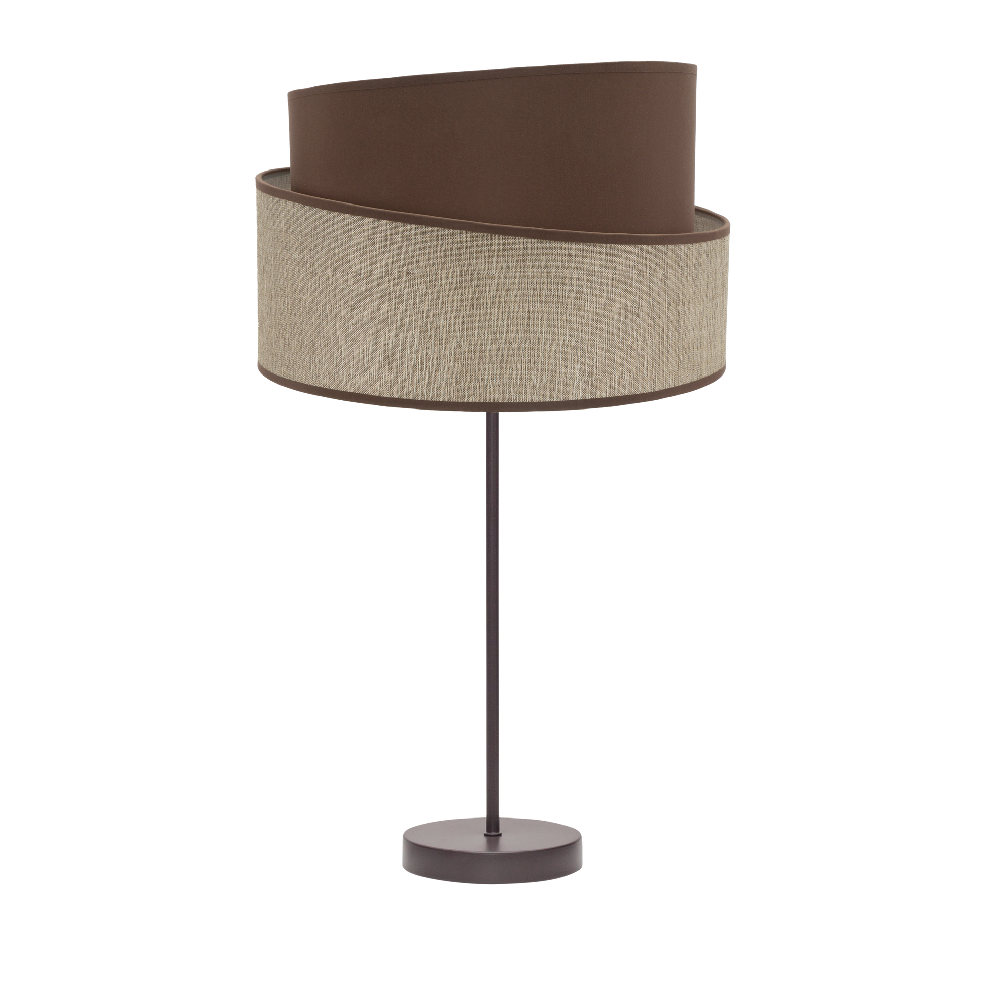 Lámpara Hara fabricada en metal y textil color marrón, ideal para luz ambiental