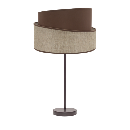 Lámpara Hara fabricada en metal y textil color marrón, ideal para luz ambiental