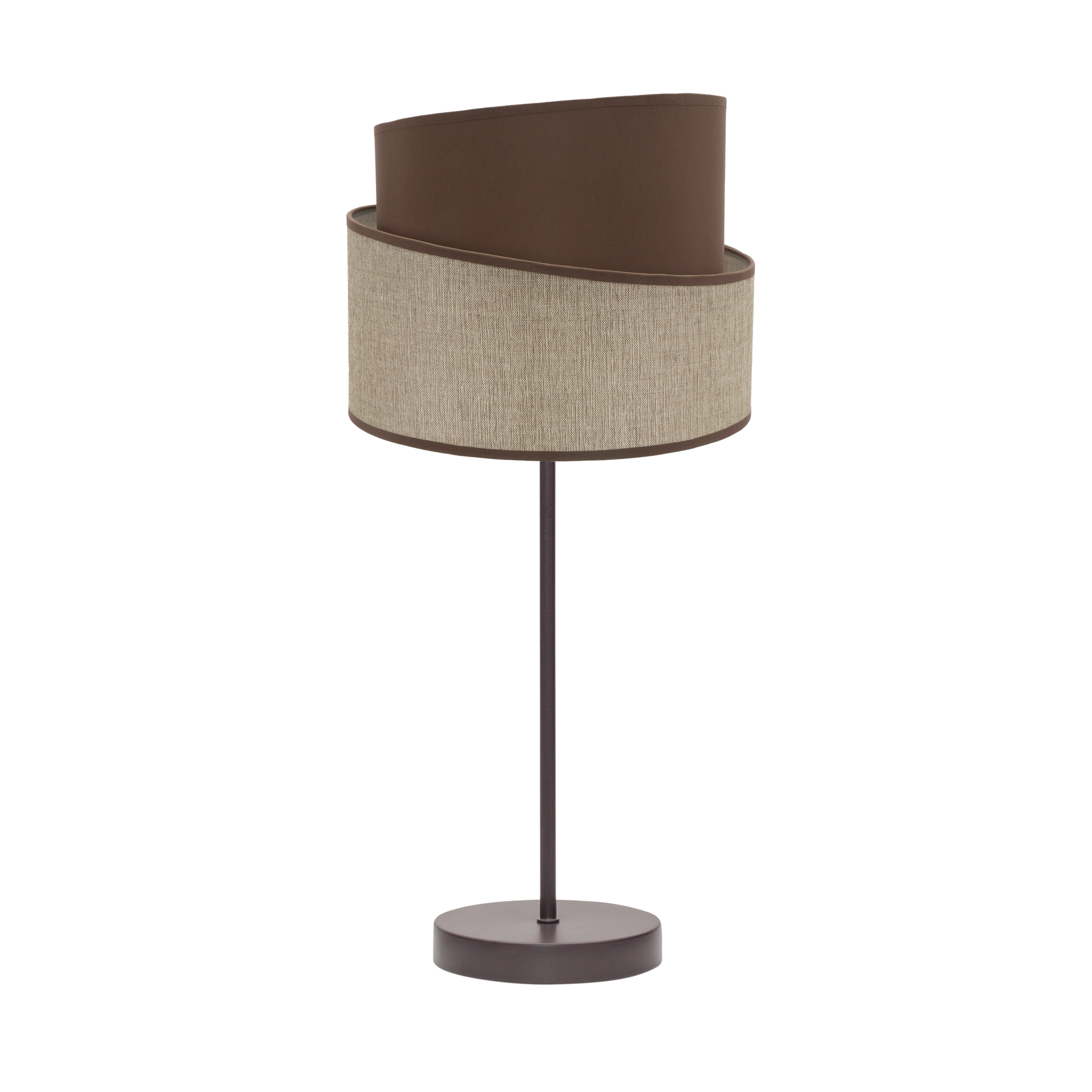Lámpara Hara fabricada en metal y textil color marrón, ideal para iluminación ambiental