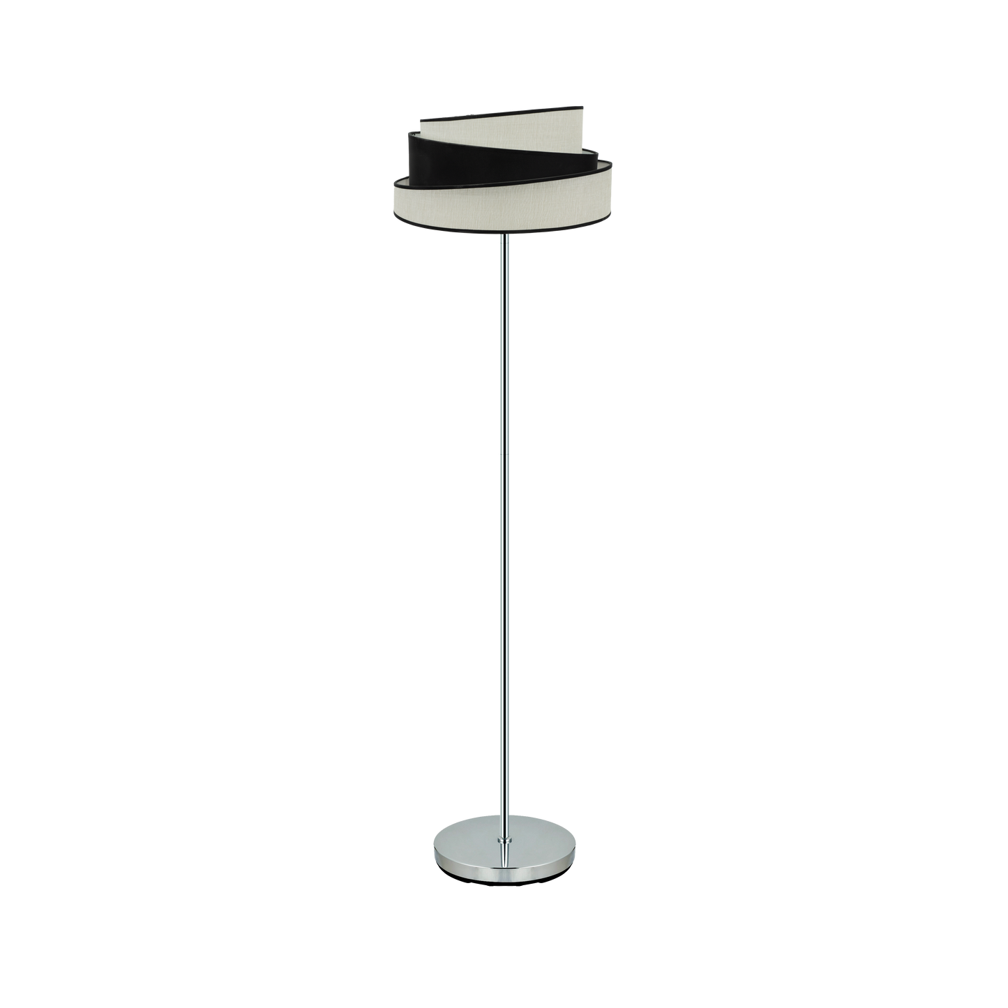 Pie de salón Hara de Fabrilamp, color cromo/blanco-negro, diseño moderno y elegante para iluminar tu hogar.