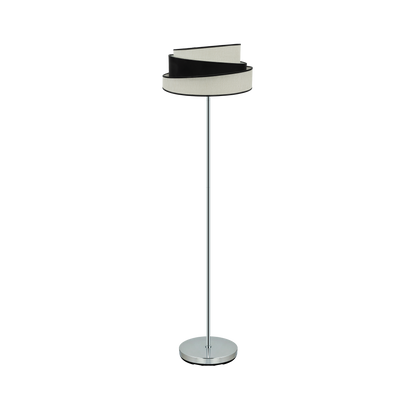 Pie de salón Hara de Fabrilamp, color cromo/blanco-negro, diseño moderno y elegante para iluminar tu hogar.