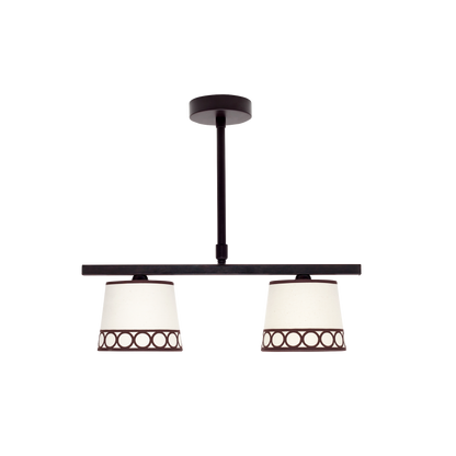 Lámpara Dalia fabricada en metal y textil color beige y marrón, ideal para dormitorio