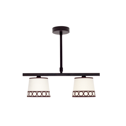 Lámpara Dalia fabricada en metal y textil color beige y marrón, ideal para dormitorio