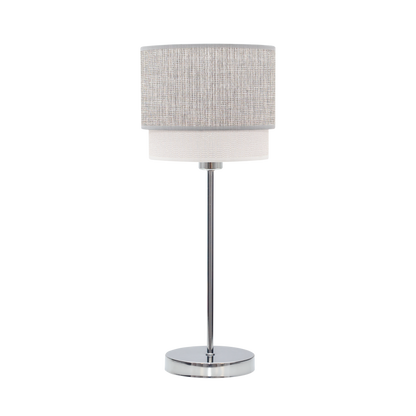Lámpara Kenya fabricada en metal y textil color gris y blanco