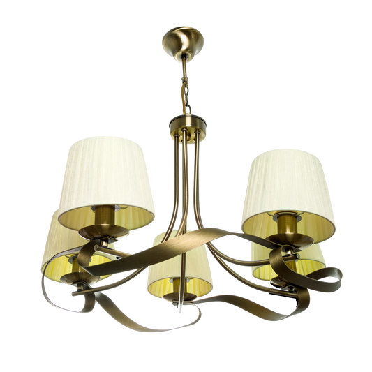 Lámpara Baeza fabricada en metal color cuero con pantalla textil color beige