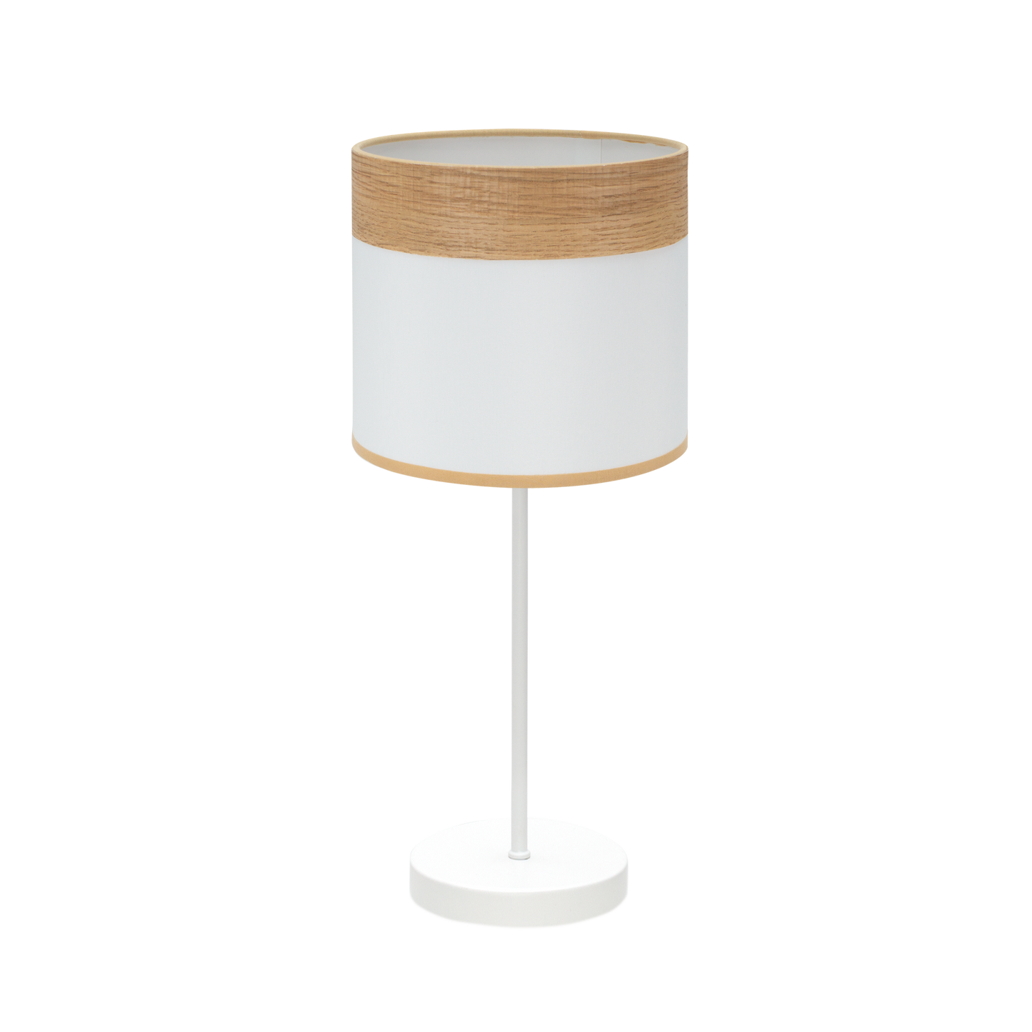 Sobremesa Cloe Blanco/Madera Clara de Fabrilamp, diseño moderno para iluminar tu hogar.