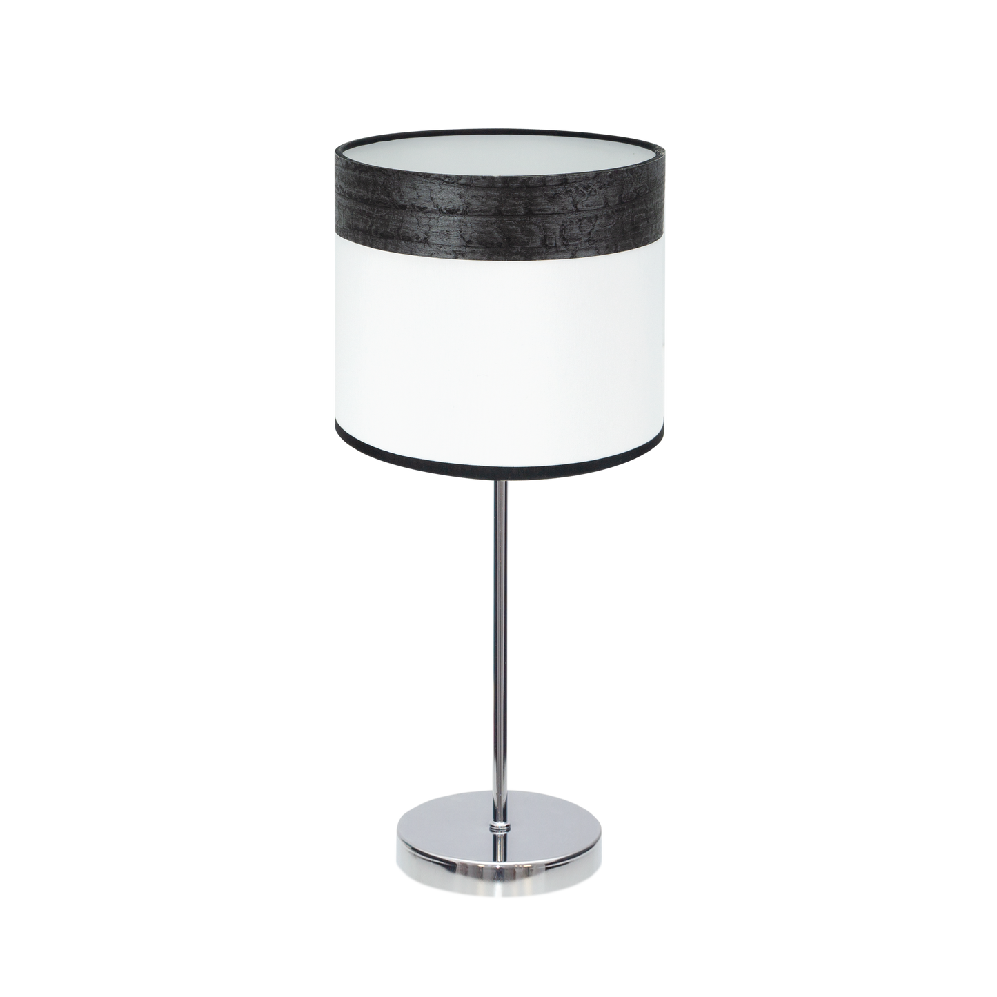 Sobremesa Cloe Cromo/Blanca-Madera Negra de Fabrilamp - Iluminación moderna para tu hogar