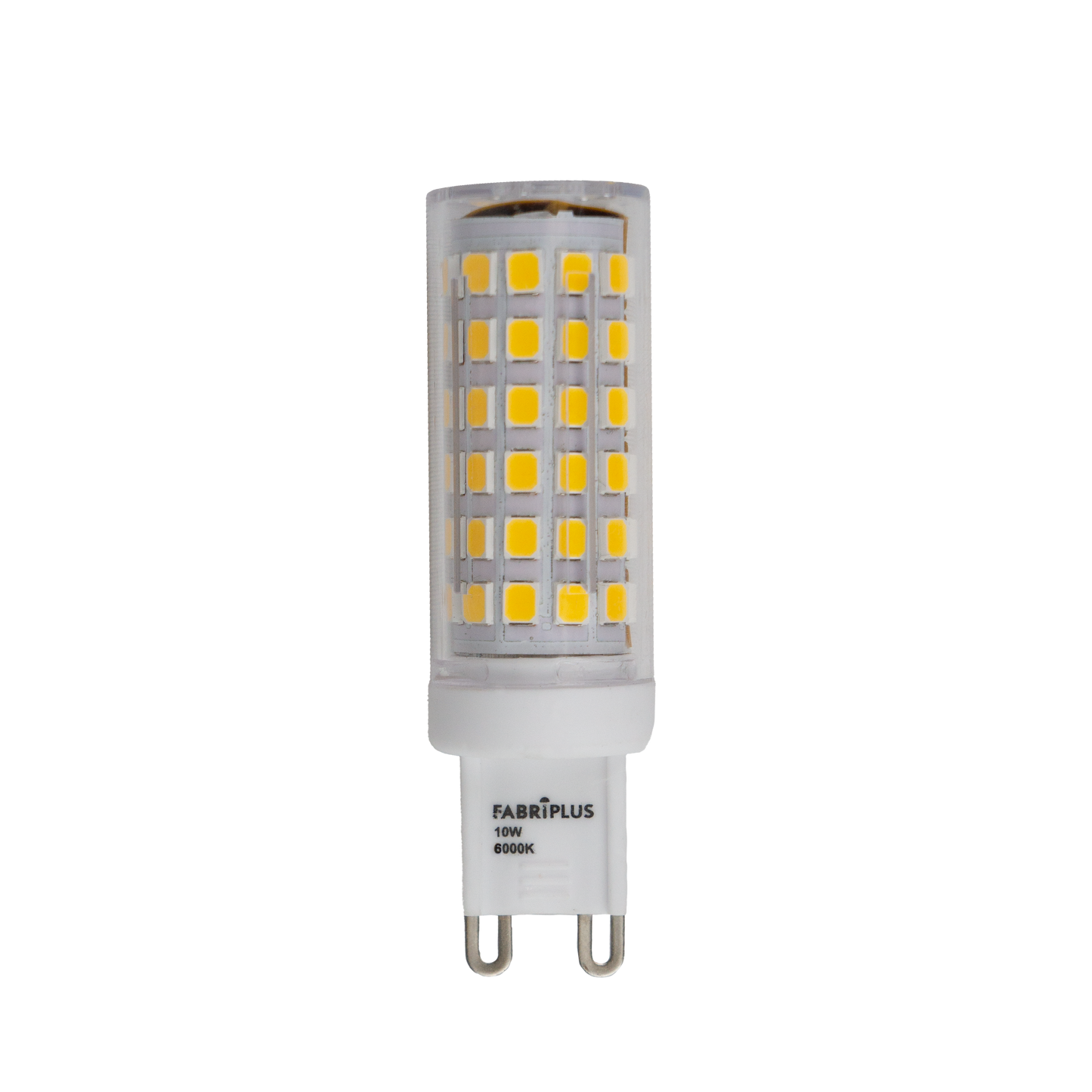 Bombilla LED G9 10W 6000K Abrila, 1000 lúmenes, luz blanca fría. Ideal para iluminación eficiente.