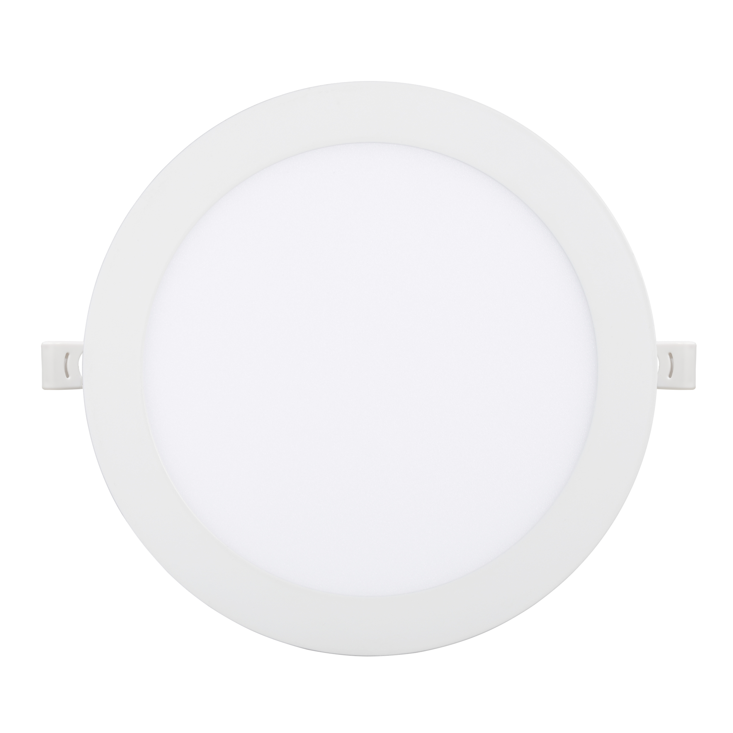 Downlight Obsidiana 24W blanco, vista frontal, iluminación LED integrada.