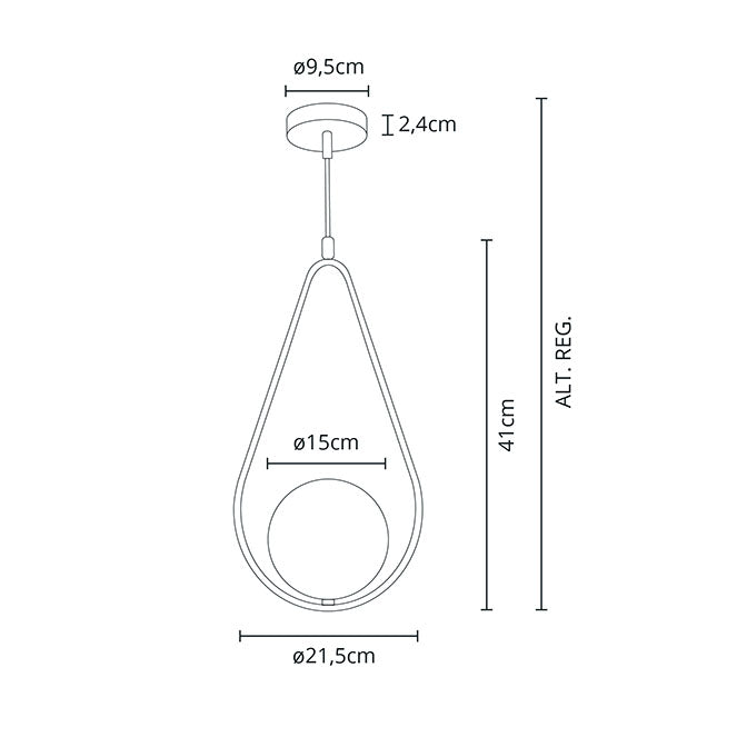 Lámpara Colgante AIMEE Cromo 21,5 cm Interlusa instalada en ambiente decorativo de salón o dormitorio | Interlusa