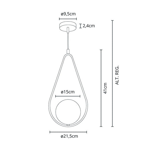 Lámpara Colgante AIMEE Cromo 21,5 cm Interlusa instalada en ambiente decorativo de salón o dormitorio | Interlusa