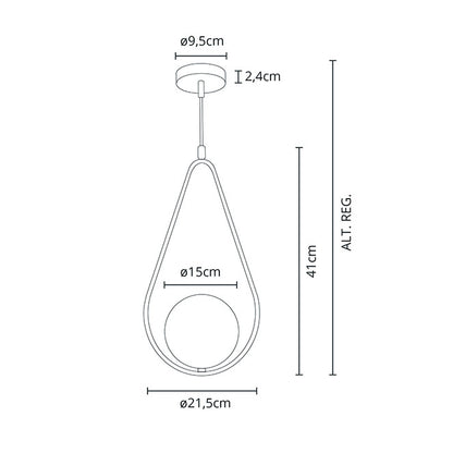 Lámpara Colgante AIMEE 21,5 cm Oro Interlusa instalada en ambiente decorativo de salón o dormitorio | Interlusa