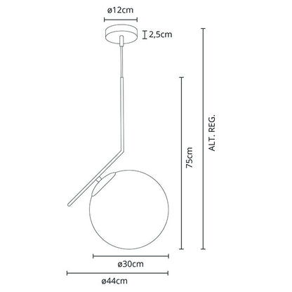 Esquema dimensional de la lámpara colgante AIMEE con 44cm de diámetro