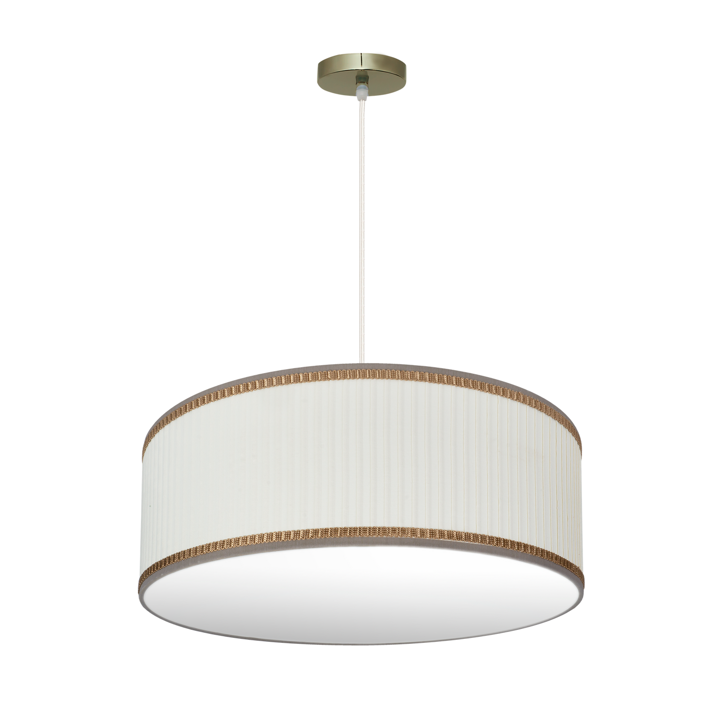 Colgante Soprano de Fabrilamp, diseño clásico en cuero beige, 60cm de diámetro.