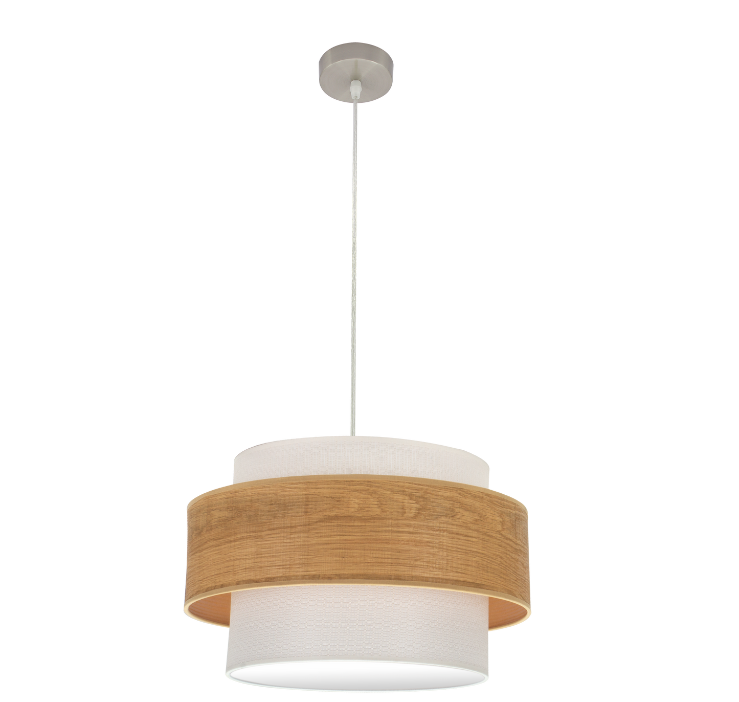 Colgante Myriam 50cm Níquel/Madera Clara de Fabrilamp, diseño moderno para iluminar tu hogar.