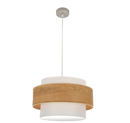 Colgante Myriam 50cm Níquel/Madera Clara de Fabrilamp, diseño moderno para iluminar tu hogar.