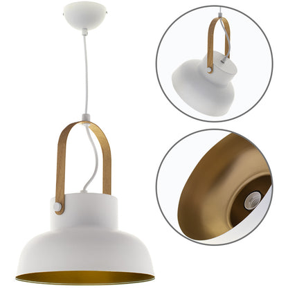Lámpara Colgante Clásica GUIMAR 23 cm Blanco/Oro Interlusa - Vista frontal principal en fondo blanco | LuzGurú