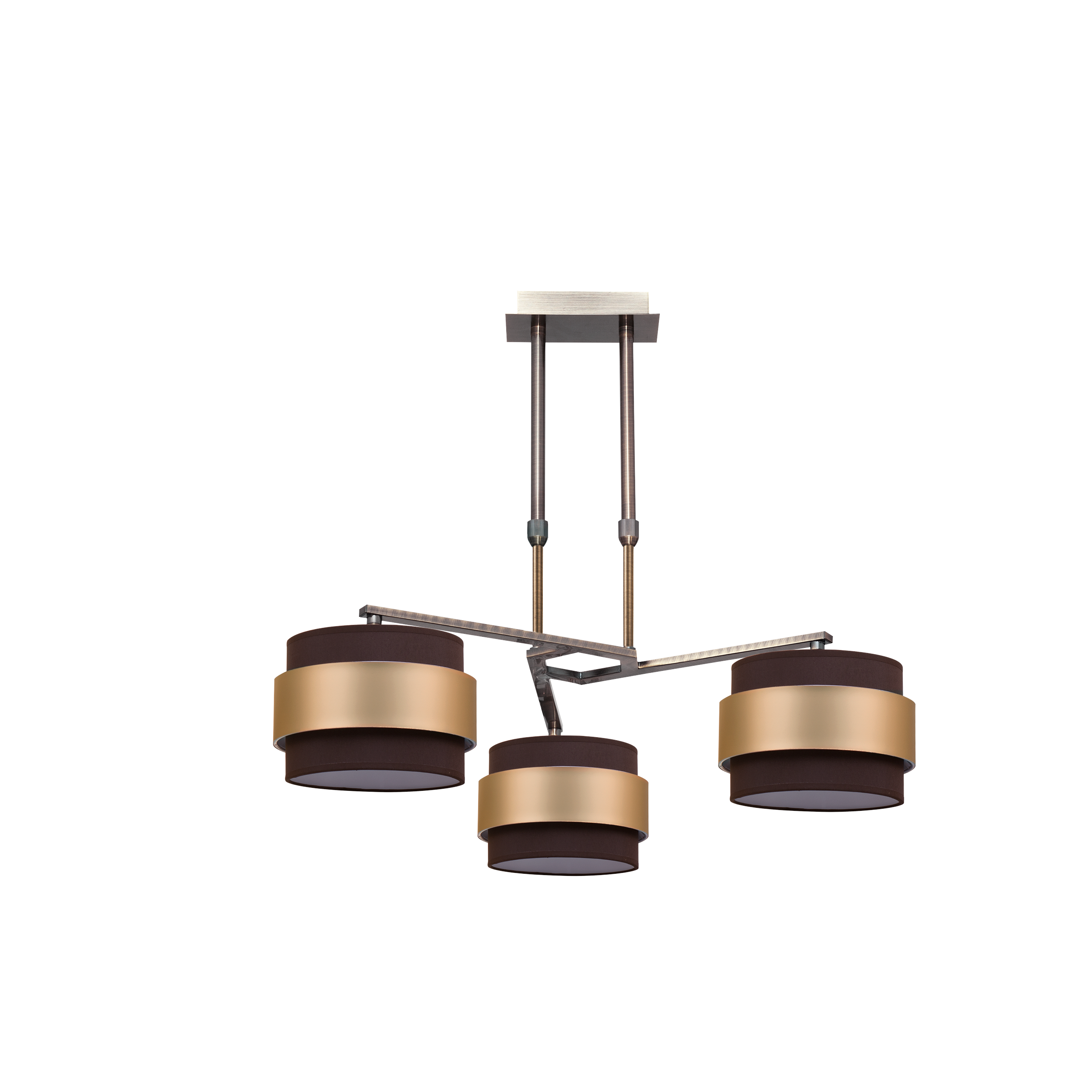 Lámpara Bremen fabricada en metal color cuero y textil marrón/oro