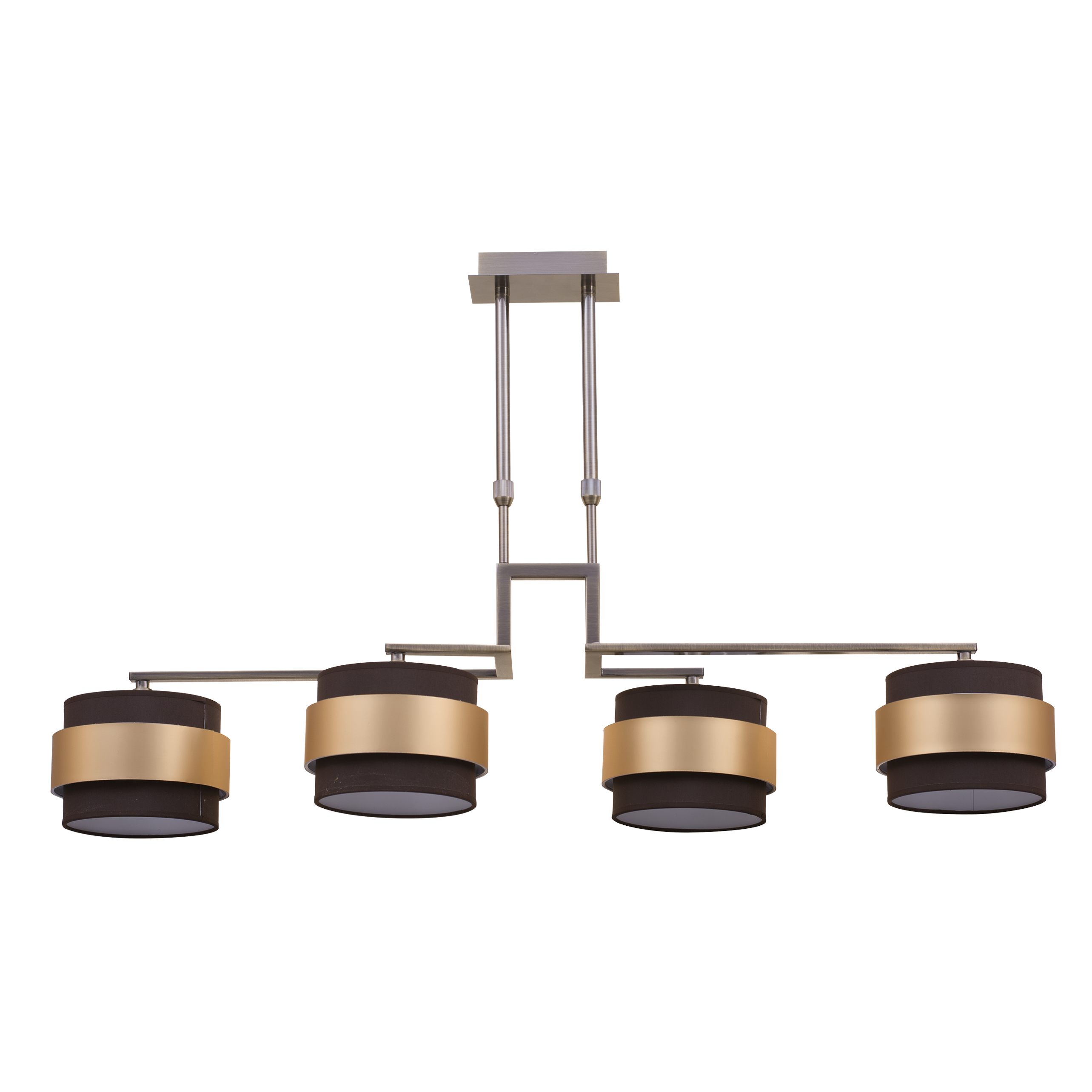 Lámpara Bremen fabricada en metal color cuero y textil marrón/oro