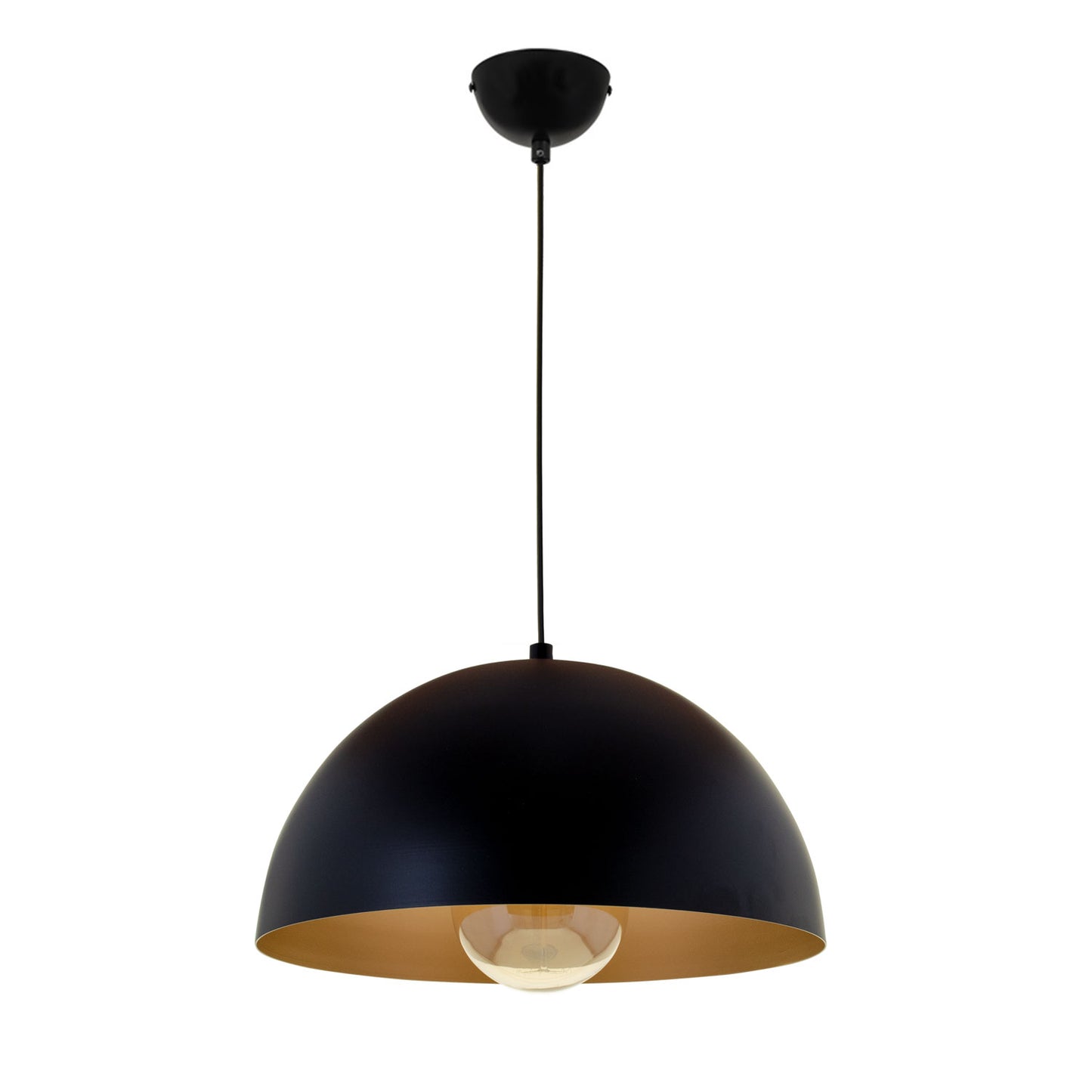 Lámpara colgante vintage GASPAR Interlusa en negro y oro, vista frontal