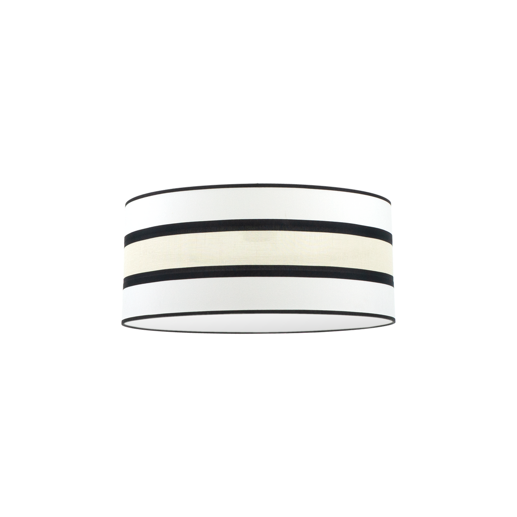 Pantalla colgante Karla M10 blanca/beis 60cm, vista frontal. Fabrilamp en luzguru.com