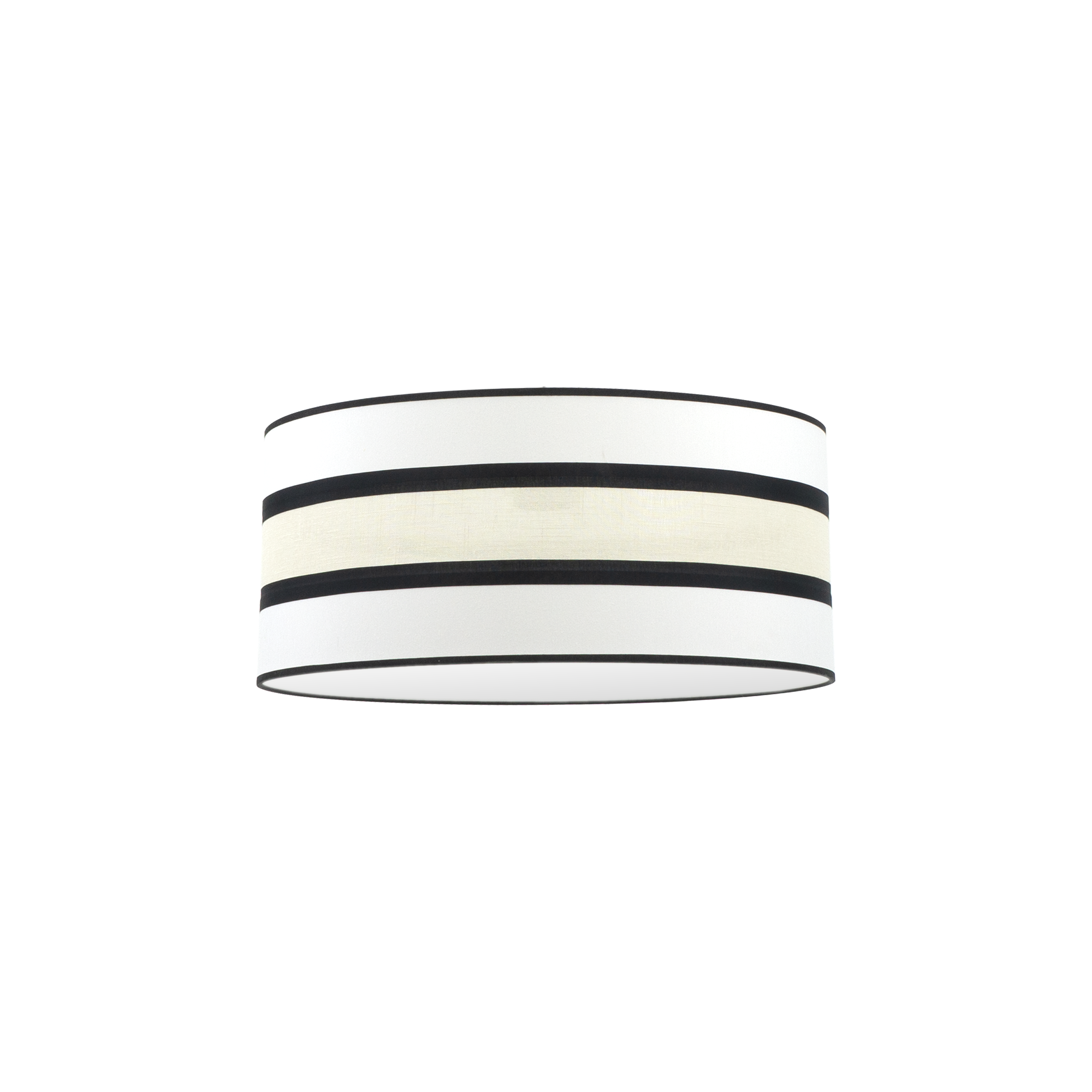 Pantalla colgante Karla M10 blanca/beis 60cm, vista frontal. Fabrilamp en luzguru.com