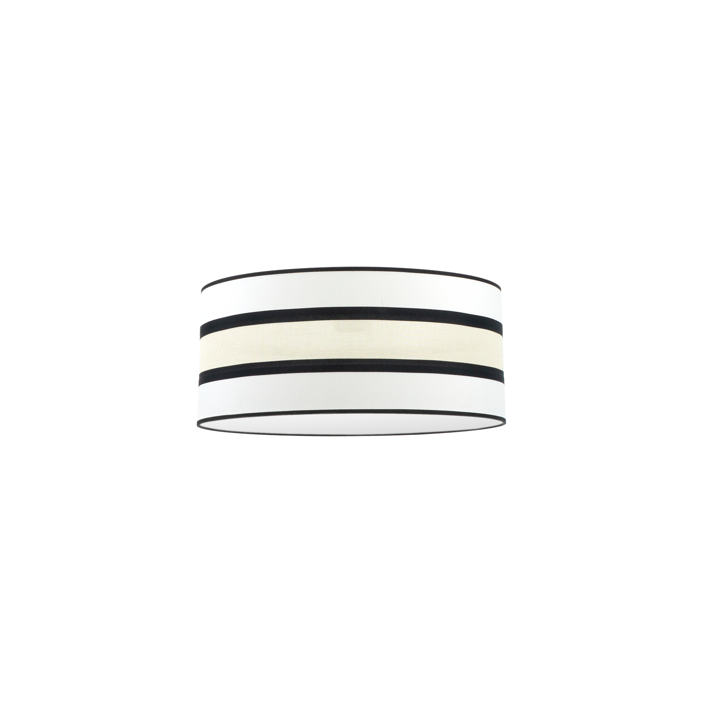 Pantalla colgante textil beis y blanca, perfecta para salones