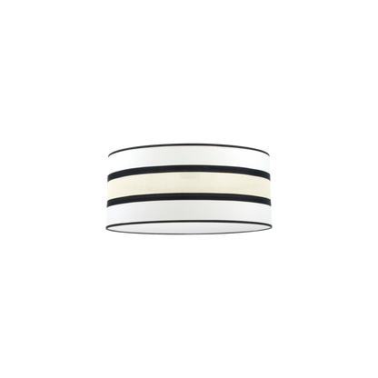 Pantalla colgante textil beis y blanca, perfecta para salones