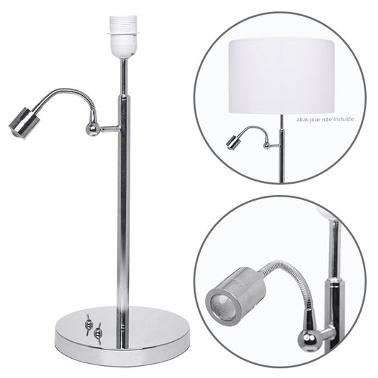 Base para Sobremesa MELTON con Brazo de Lectura 48 cm Cromo LUMIT Interlusa - Vista frontal principal en fondo blanco | LuzGurú