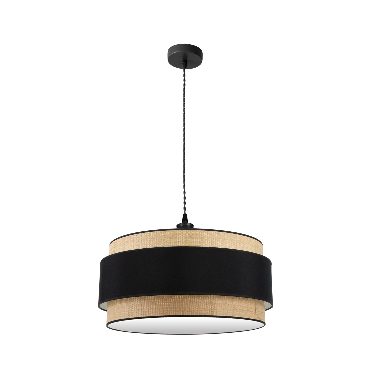 Colgante Kandy 60cm Natural/Negro de Fabrilamp. Diseño moderno y elegante para iluminar tu hogar.