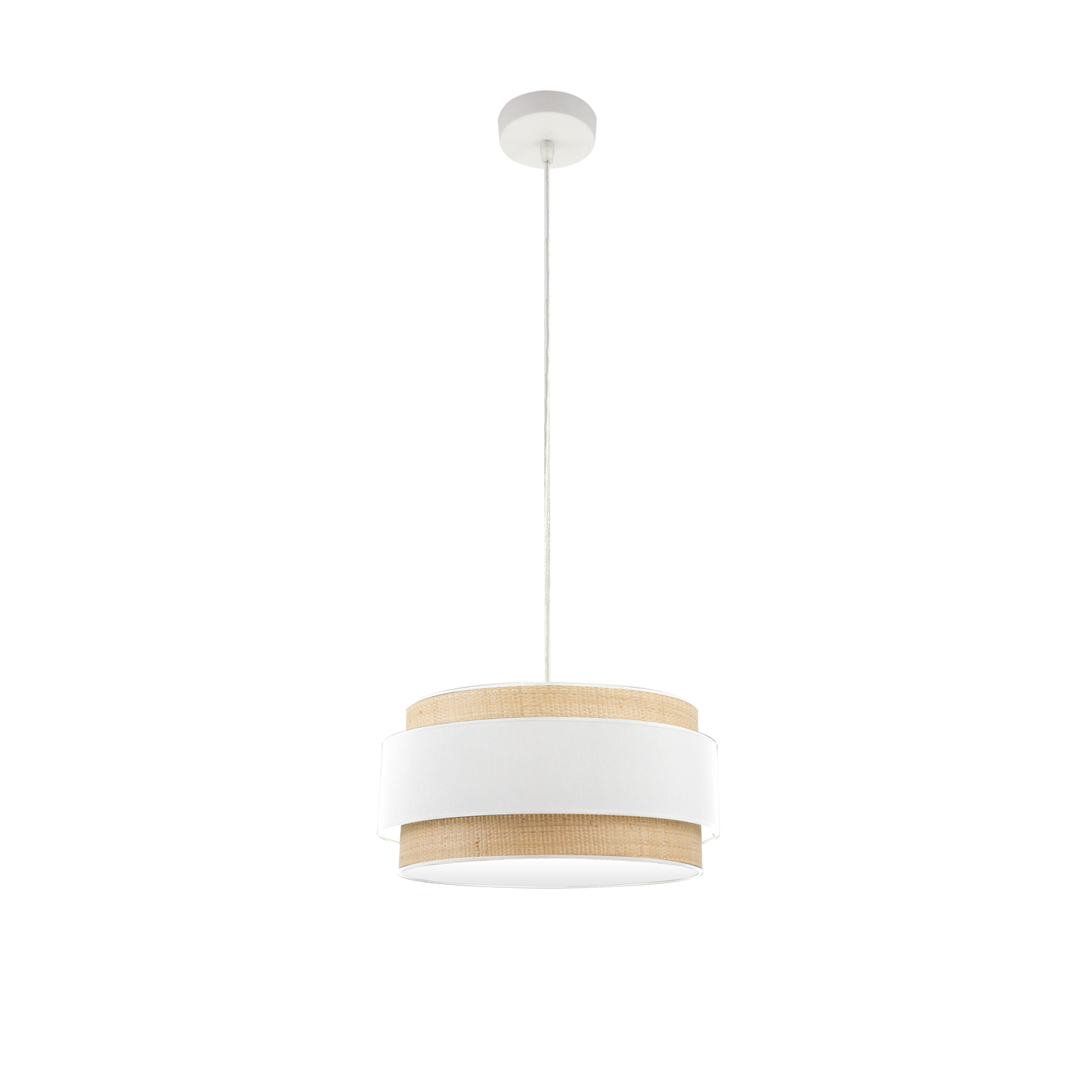 Colgante Kandy 40cm Natural/Blanco de Fabrilamp, diseño moderno y elegante para iluminar tu hogar.