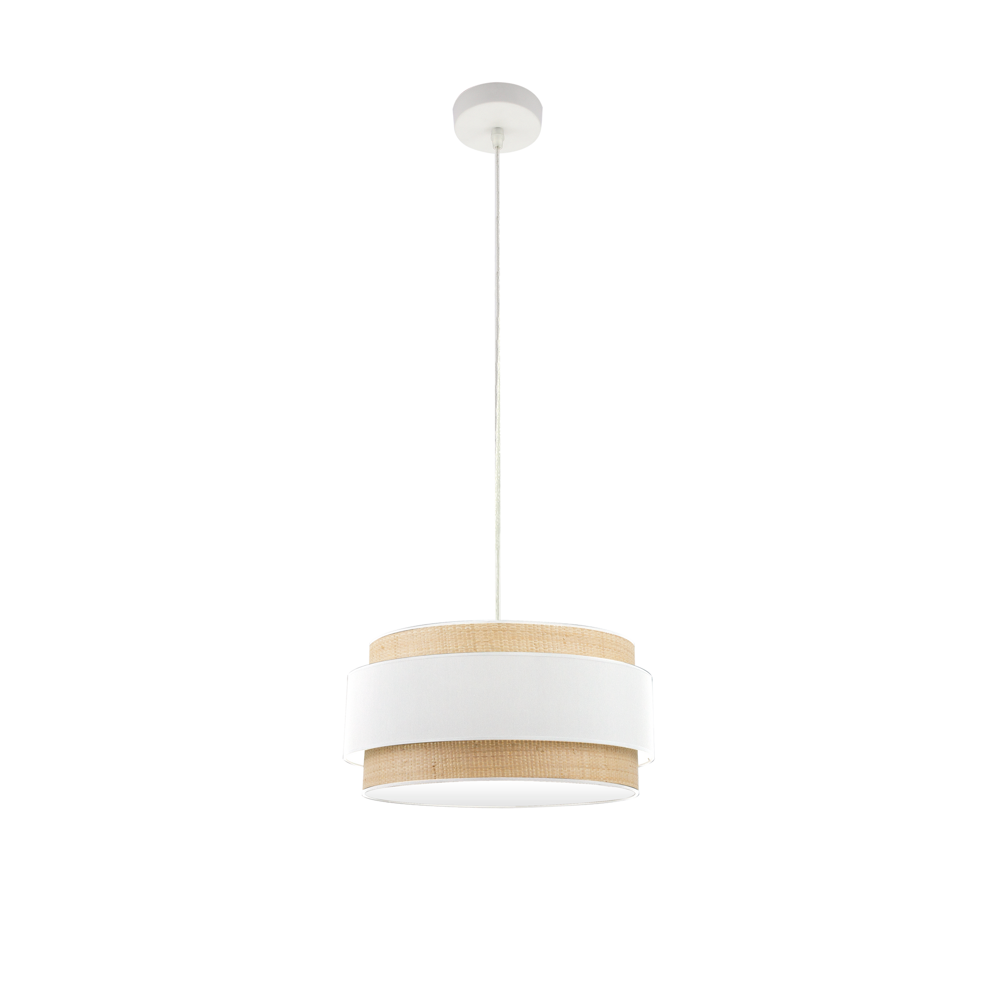 Colgante Kandy 40cm Natural/Blanco de Fabrilamp, diseño moderno y elegante para iluminar tu hogar.