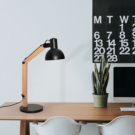 Lámpara DARCI fabricada en madera color blanco y madera natural