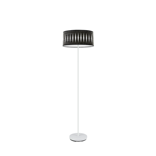 Lámpara de pie Piron fabricada en metal color blanco y madera negra