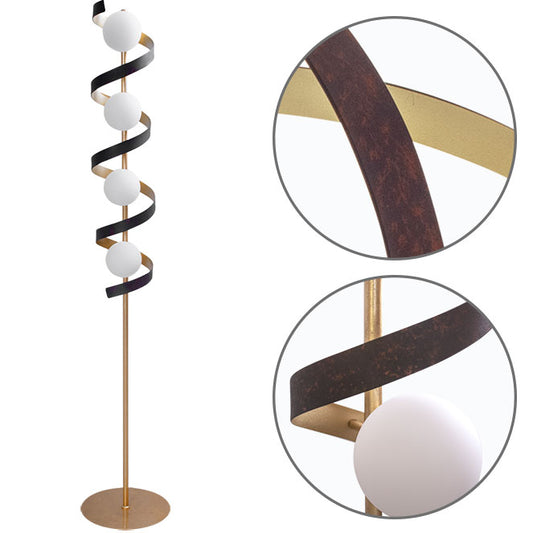 Lámpara de Pie INARA 144 cm Oro Metal y Vidrio LUMIT Interlusa - Vista frontal principal en fondo blanco | LuzGurú